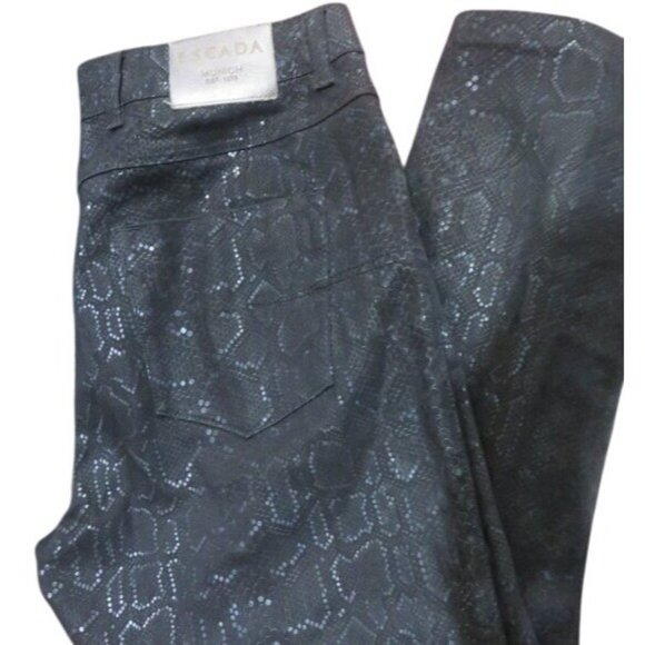 Escada Denim - Escada black with silver snake pattern jeans Size 42 US size12 inseam 26